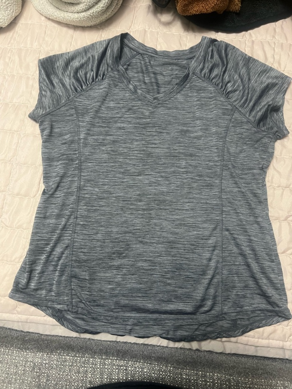 & Other Stories Heathered Gray V-Neck Short Sleeve Tee